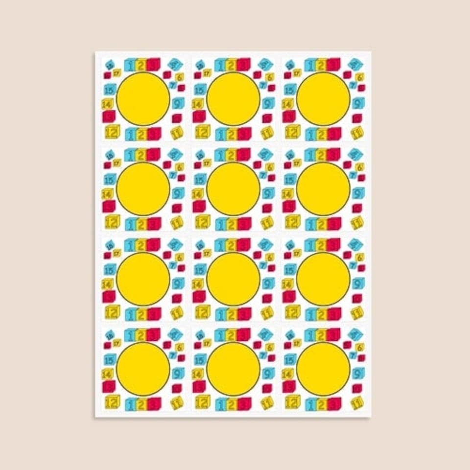 image 1 of Numbers Design 65mm Square Sticker sheet of 12