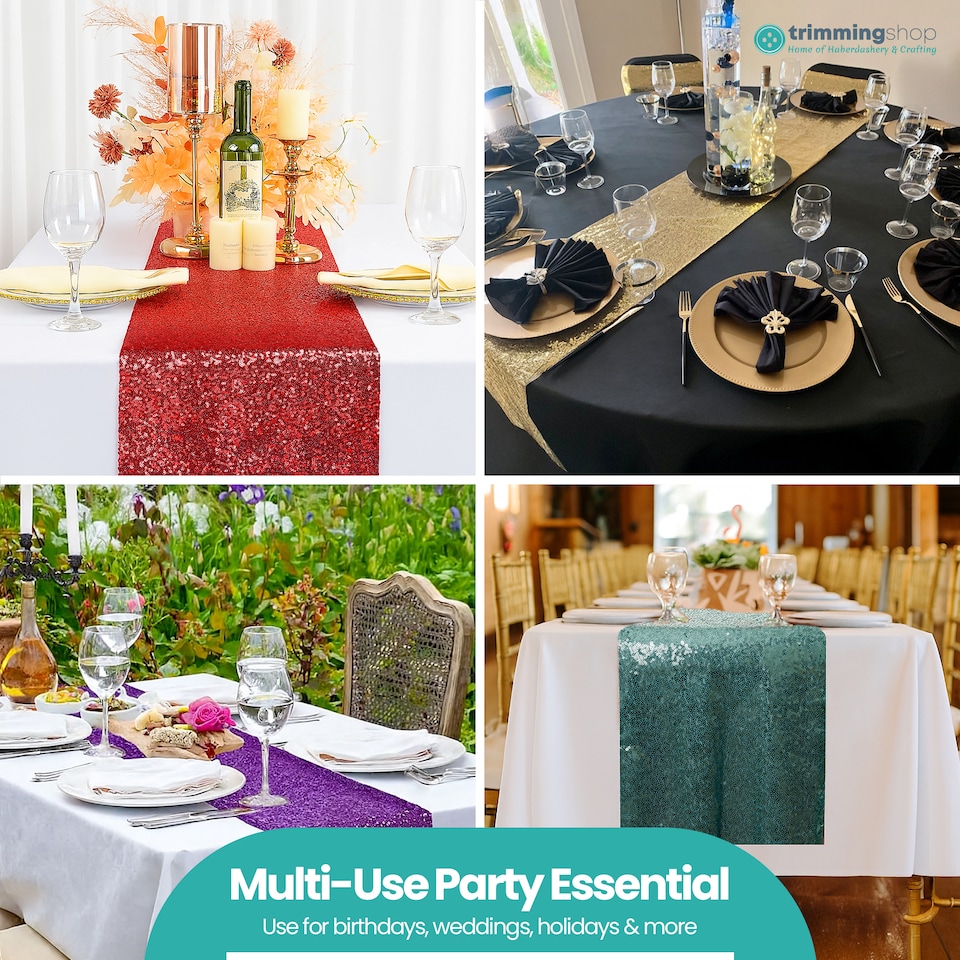image 1 of Shimmer Sequin Table Runner, Overlay Sequin Table Linen - 11x108 Inch