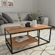 image 2 of 2-Shelf Wooden Rectangle Coffee & Side Table With Metal Frame Living Room Decor | Multi | Pine