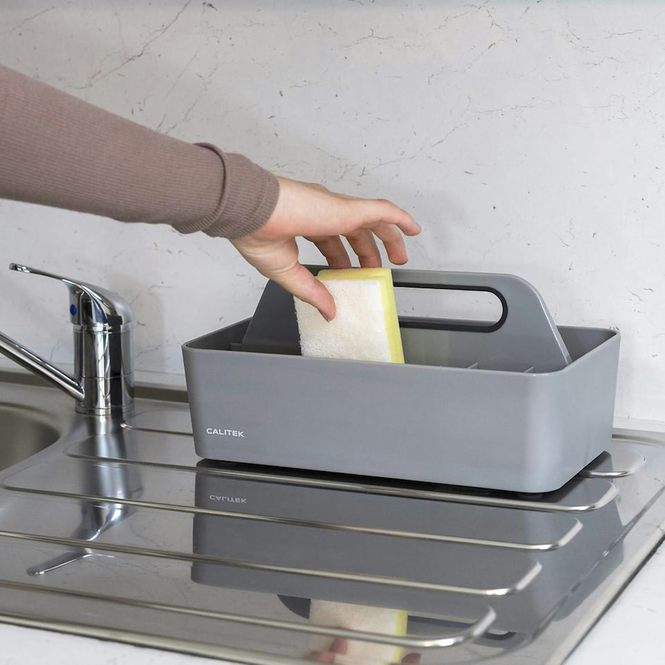 image 1 of CALITEK Cleaning Caddy with Gripped Handle for Organised Cleaning Products Grey