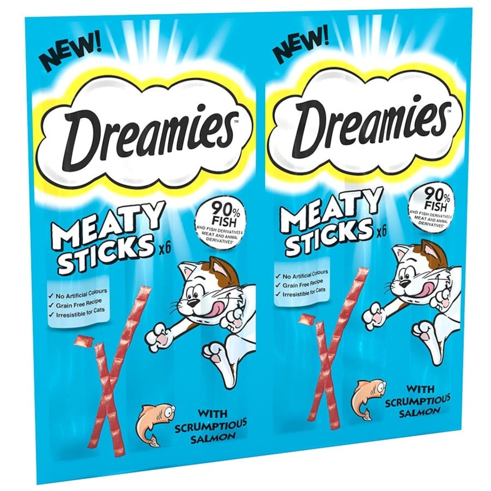image 1 of Dreamies Meaty Sticks With Salmon 30g (Pack of 14)
