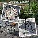 image 3 of Outsunny 35.5cm Round Mosaic Garden Side Table Plant Stand w/ Shelf Orange | Orange
