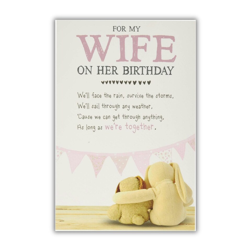 Wife Birthday Card, "For my Wife on her Birthday � From Husband Lovely Words Birthday Card, Pink / Multi