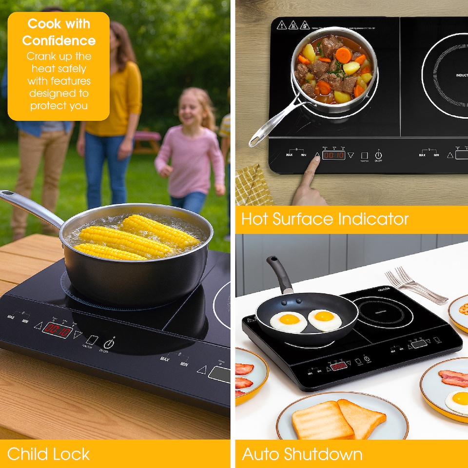 image 1 of Abode Portable Induction Hob Double Digital with Touch Control 2800W AINDH2003