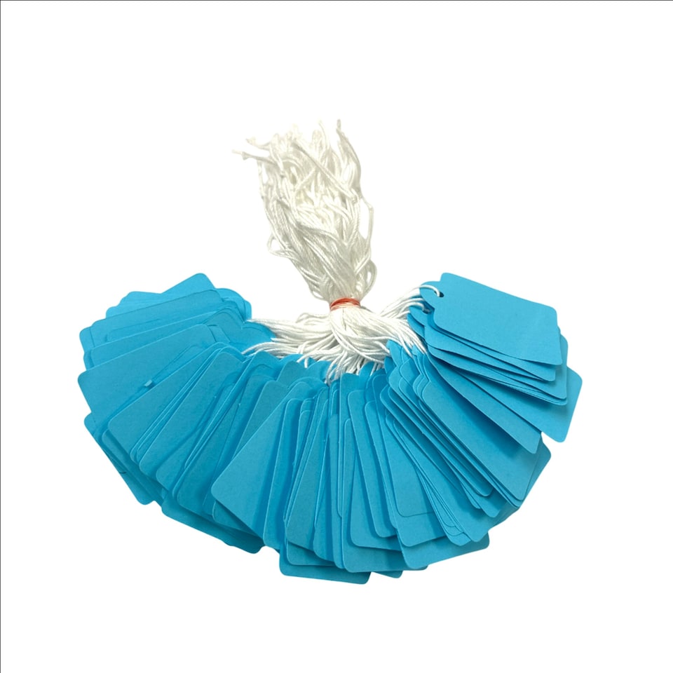 image 1 of Pack of 100 Large Blue Strung Tags 36 x 53mm