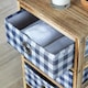 image 7 of Wooden Chest Of Storage Drawers Plaid Fabric Bedroom Organiser Coastal Style | Brown