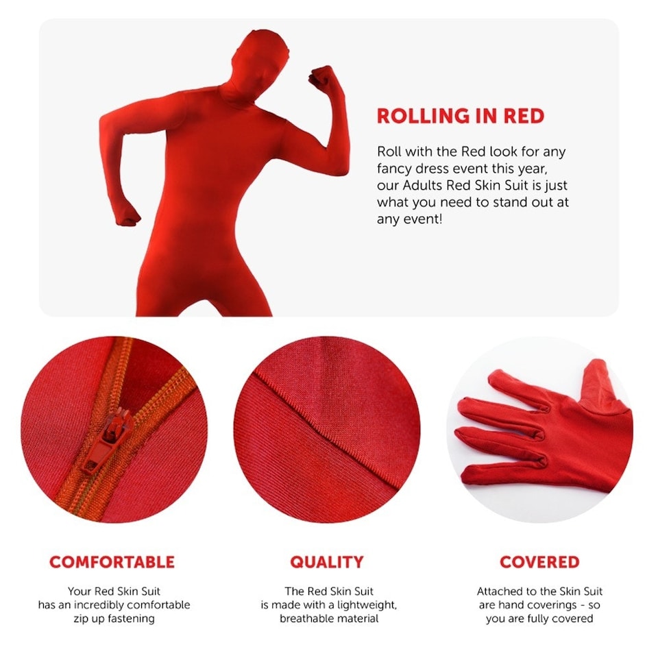 image 1 of Adults Red Skin Suit Red | S