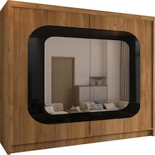 Modern Sliding Mirror Wardrobe 150/203cm White/Black/Grey/Walnut Brown | 203cm