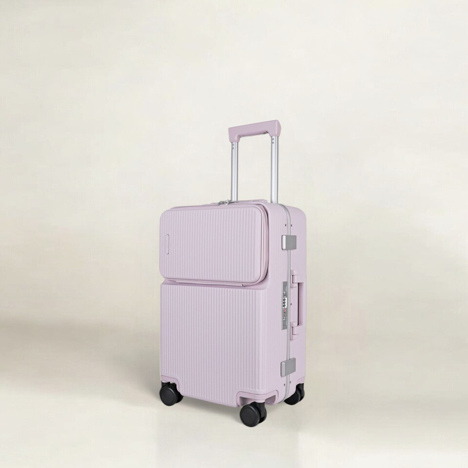 image 1 of Carry-On Suitcase 20”– Lightweight Zipperless Cabin Luggage with TSA Lock, USB Port, Cup Holder & Silent Spinner Wheels – Premium Polycarbonate Hard Shell