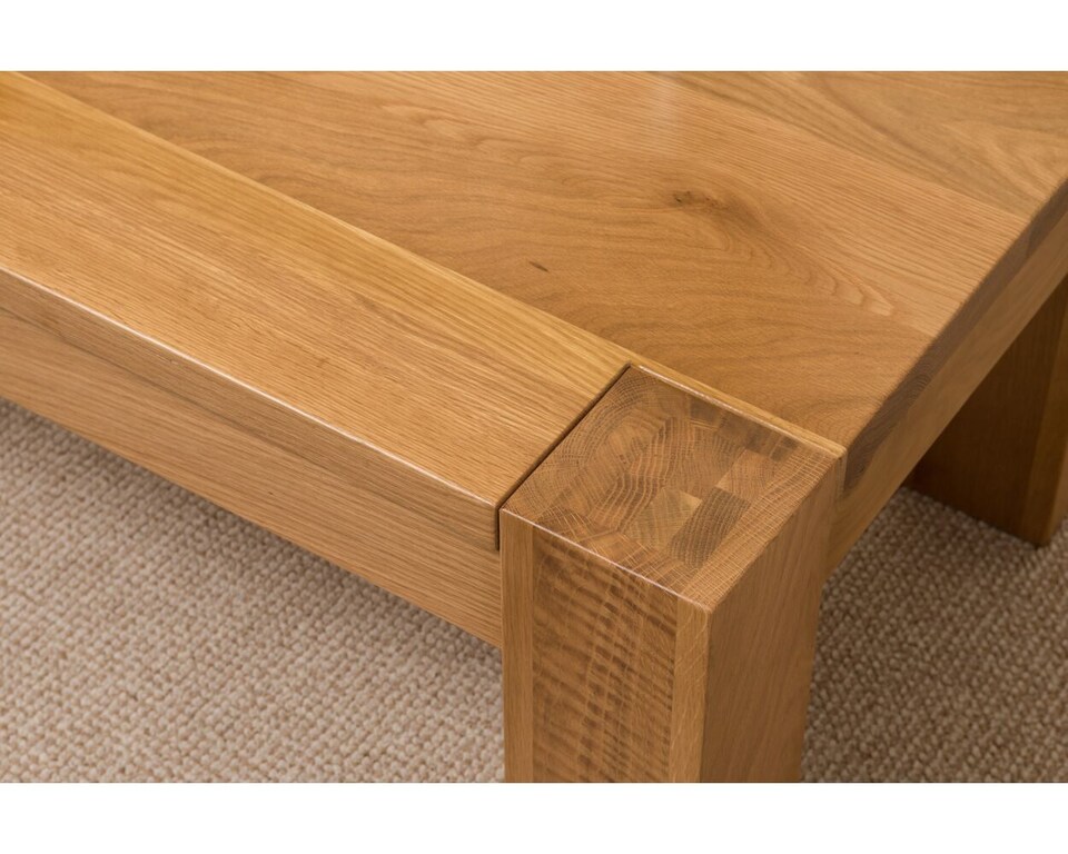 image 1 of Kuba Chunky Small Oak Coffee Table for Living Room | Brown | Light Oak