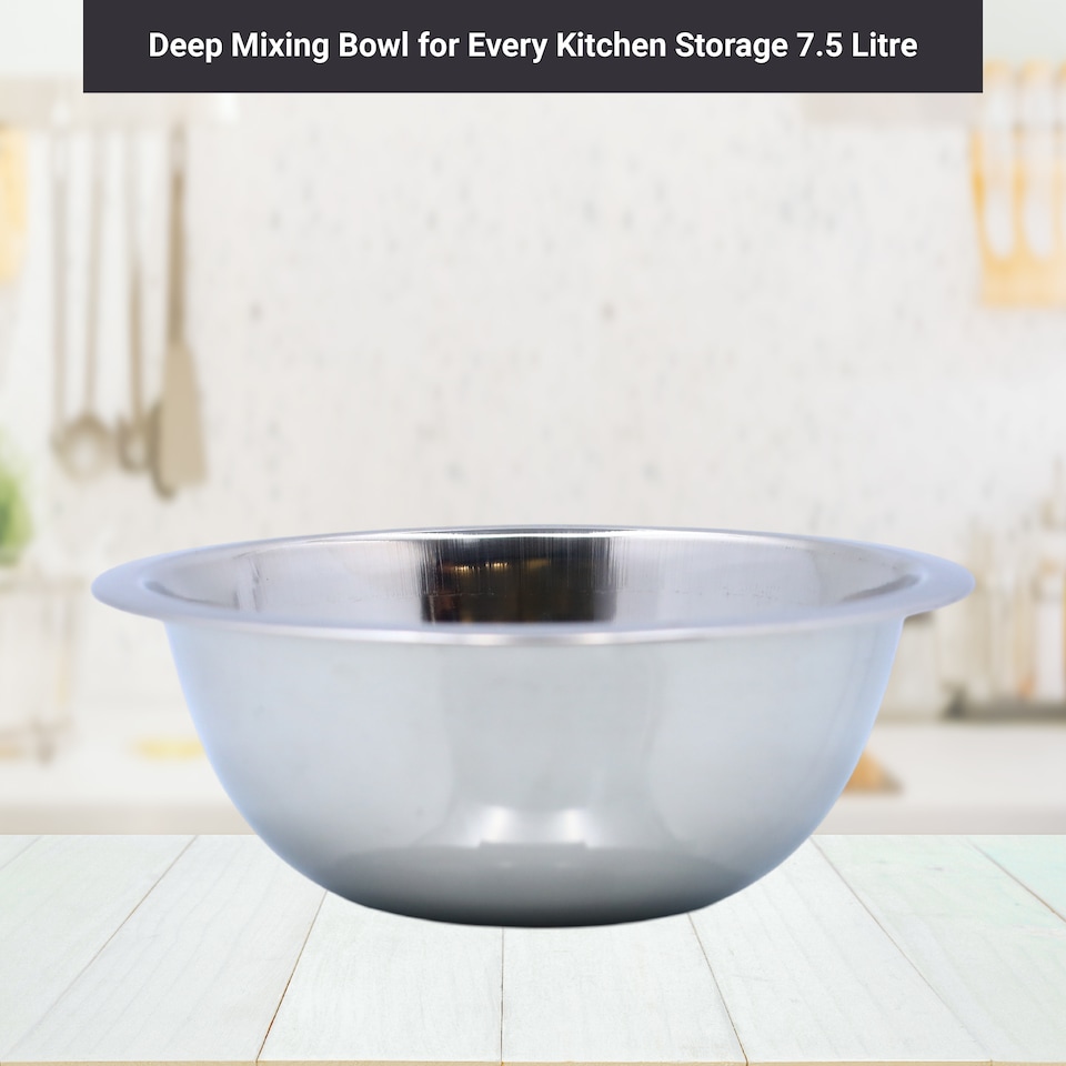 image 1 of Buckingham Premium Stainless Steel Deep Salad Mixing Bowl 34 cm , 7.5 Litre
