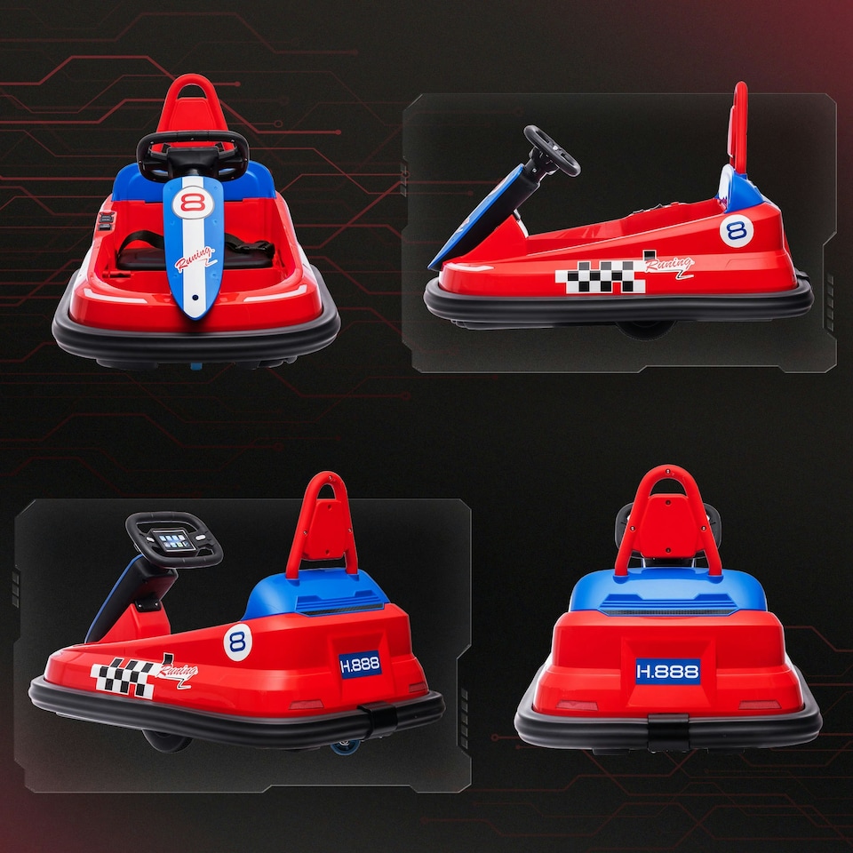 image 1 of HOMCOM 6V Kids Bumper Car, 360° Rotation Waltz Car w/ 2 Speeds - Red