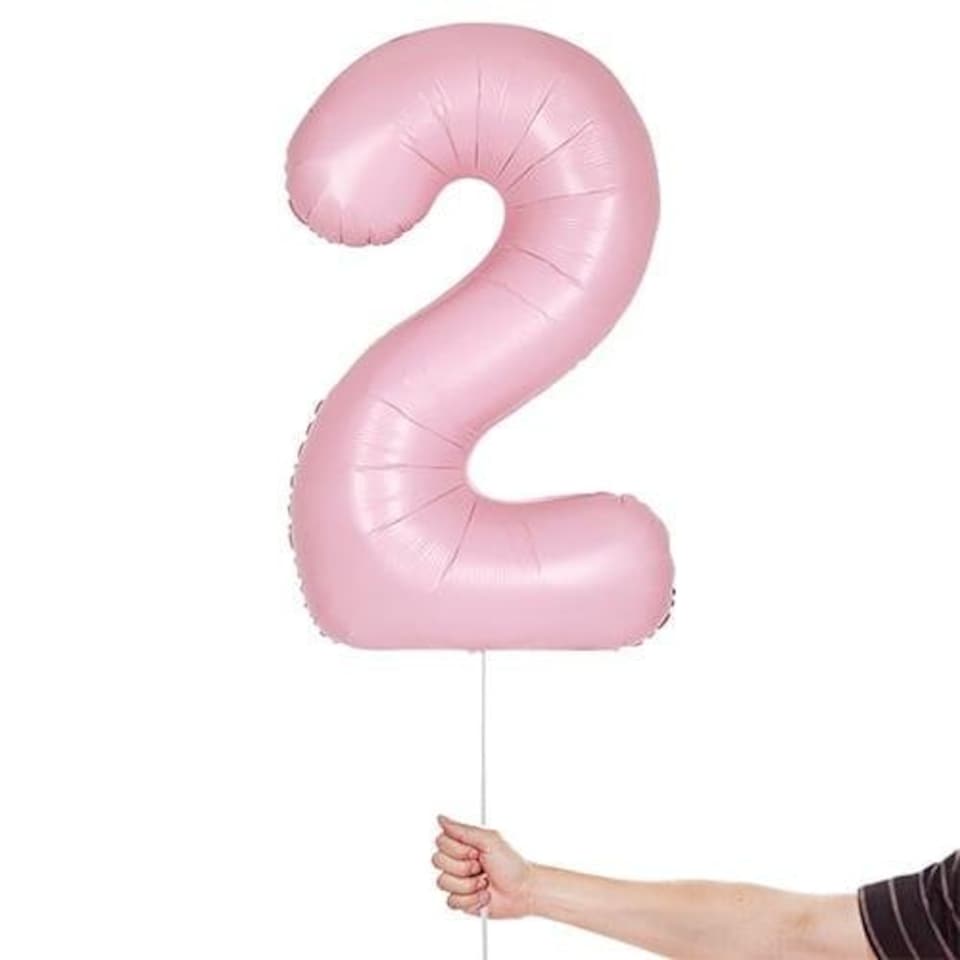 image 1 of Matte Lovely Pink Number 2 Helium Foil Giant Balloon 86cm / 34 in