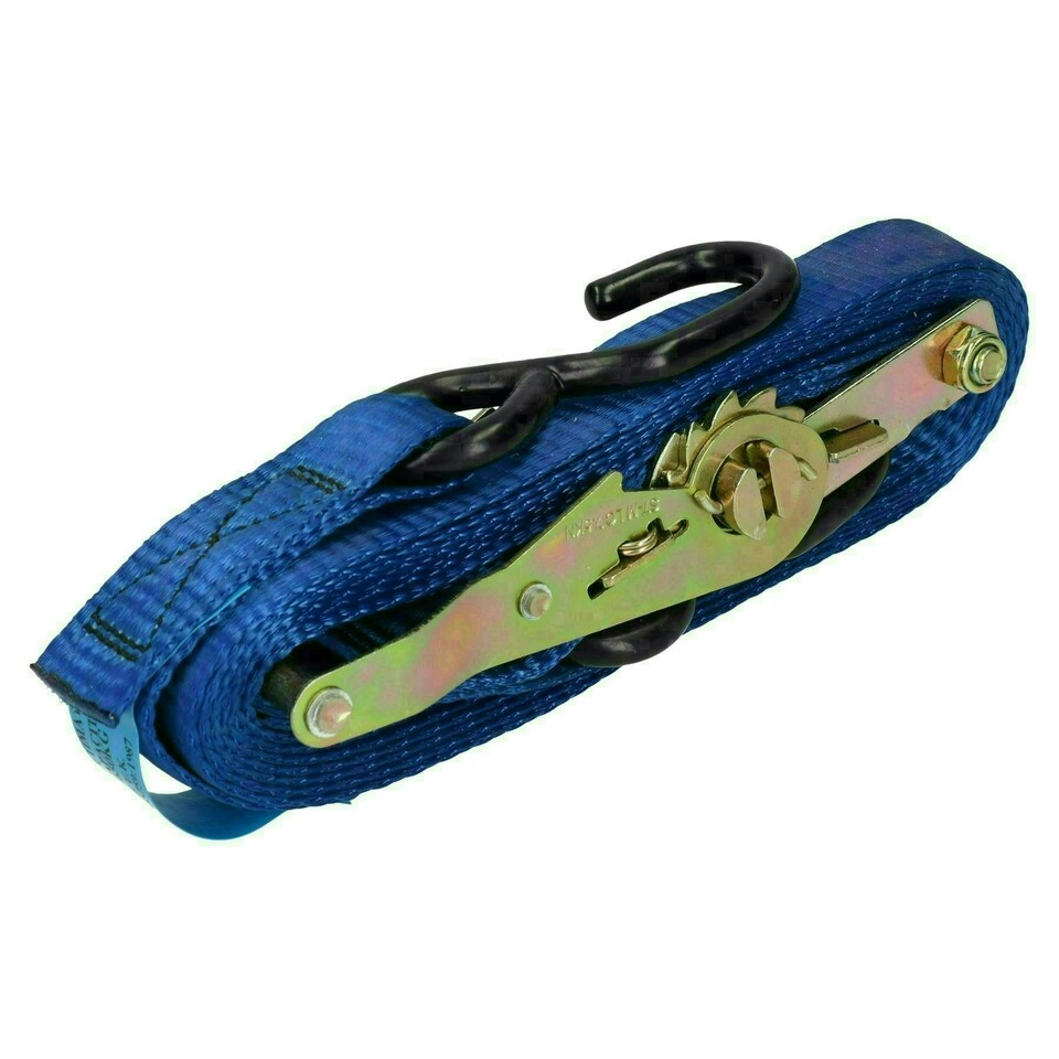 image 1 of Blue Ratchet Strap Tie Down Trailer 4m Hook Cargo Strap 325kg Lashing SM003