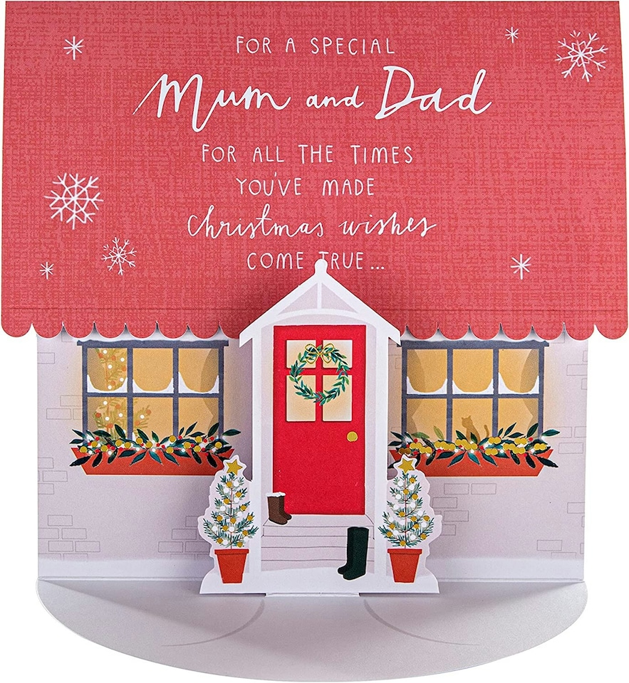 image 1 of Classic Pop-up 3D House Design Mum and Dad Christmas Card