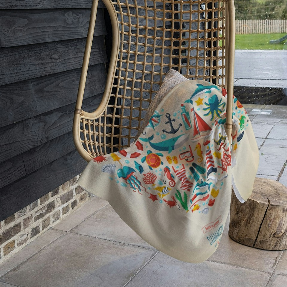 image 1 of Love Heart of Sealife & Nautical Items (Blanket)