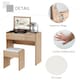 image 7 of HOMCOM Dressing Table with Flip-Up Mirror and Cushioned Stool, Makeup Vanity Desk with Hidden Compartments and Storage Drawer, Convertible Writing Table for Bedroom, Natural
