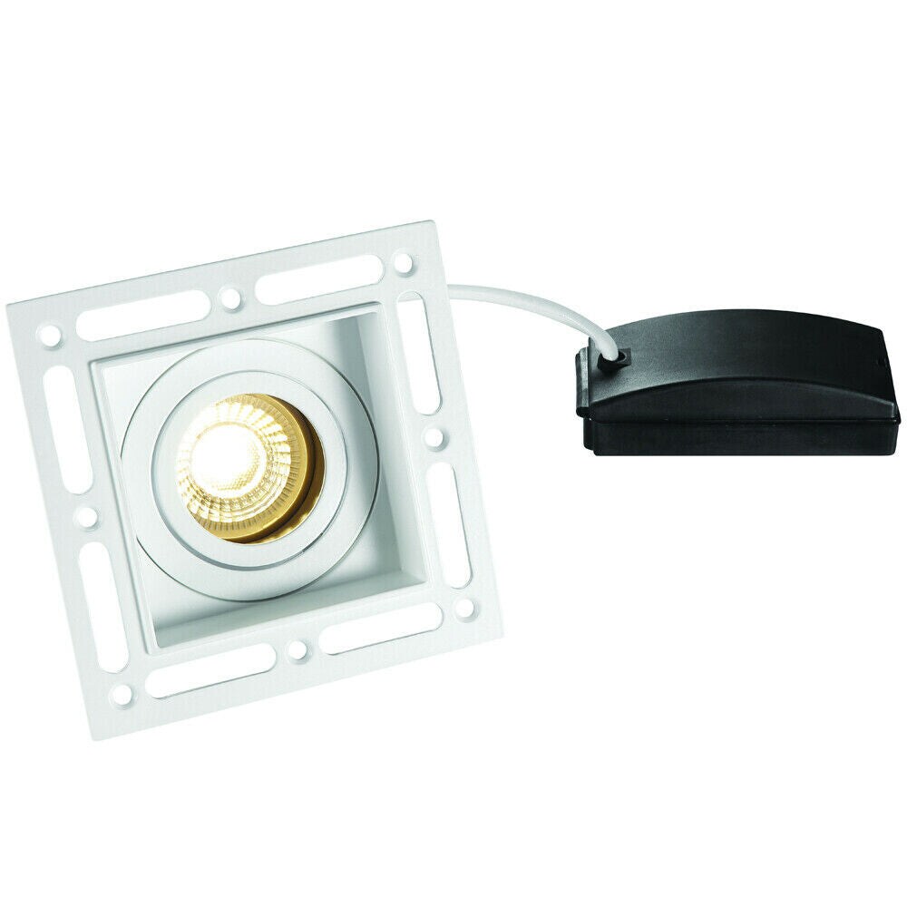 Loops Invisible Plaster Over Square Ceiling Spotlight Matt White Adjustable Angle GU10