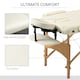 image 8 of HOMCOM Wooden Folding Spa Beauty Massage Table w/ 2 Sections, Carry Bag, Cream