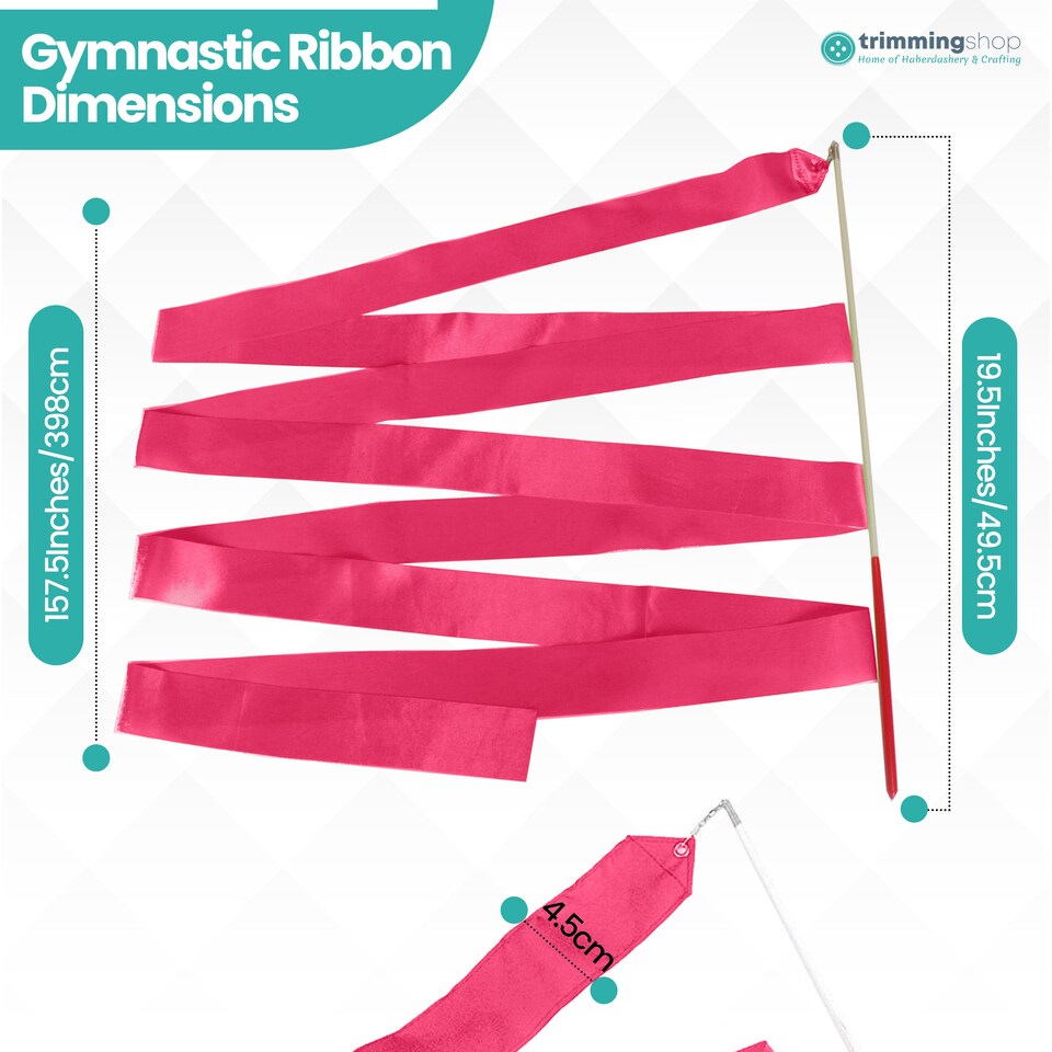 image 1 of 4 Metres Gymnastics Ribbon Wand, Satin Dance Streamer - 1pc
