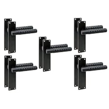 Golden Grace 5 Pairs Victorian Knurled Honeycomb Hex Cut T-Bar Interior Door Handle on Backplate Matt Black - 150mm x 40mm