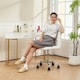 image 2 of HOMCOM Modern Vanity Computer Desk Chair with Rolling Wheels, White White