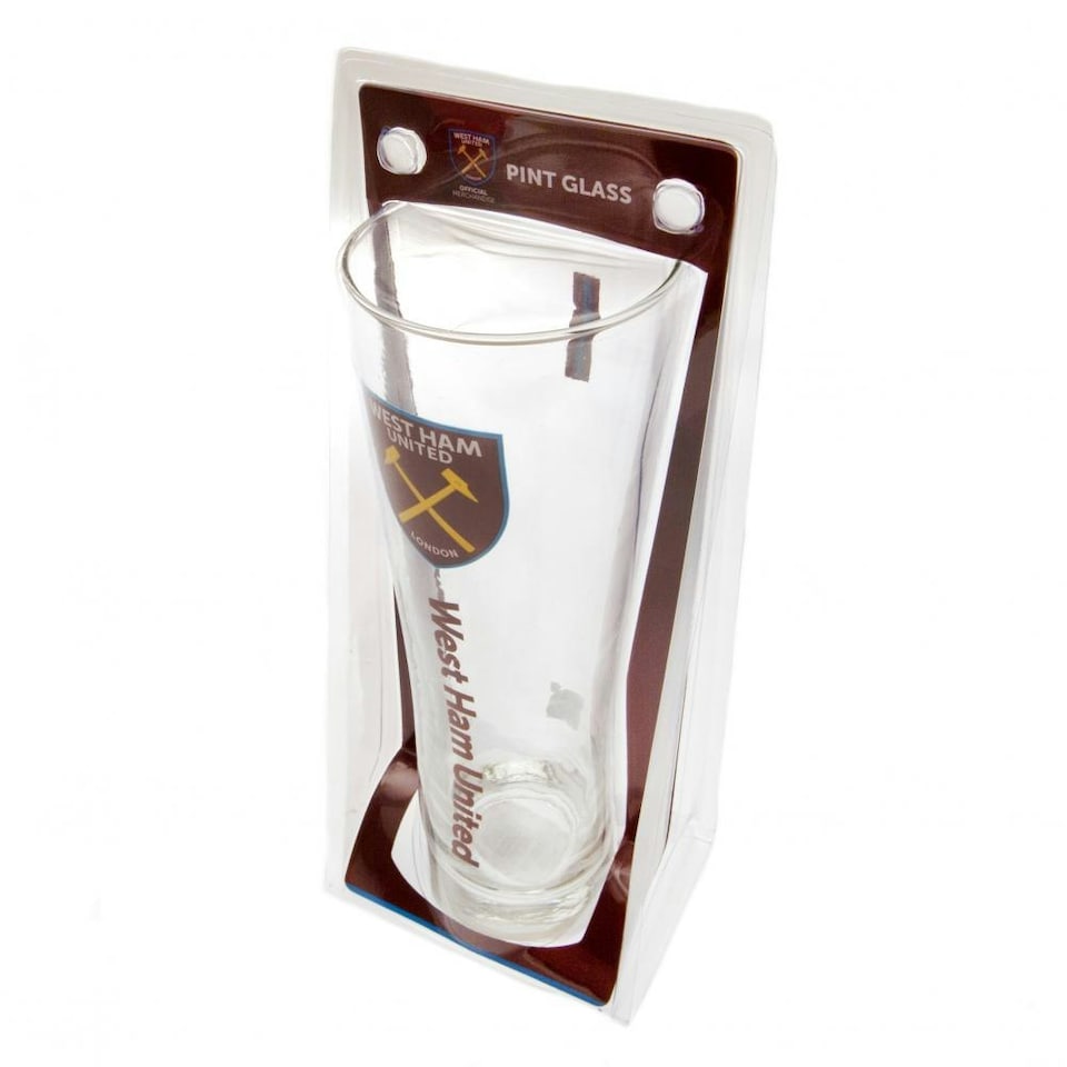 image 1 of West Ham United FC Official Tall Beer Glass - Claret - One Size