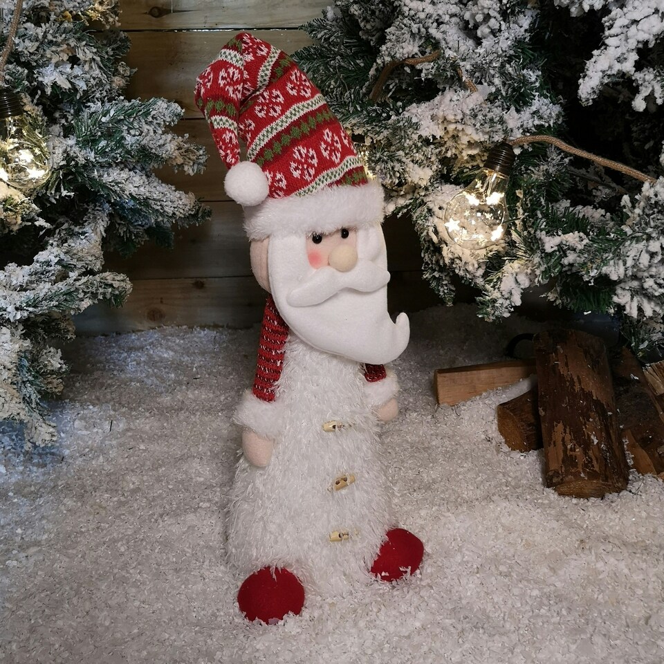 image 1 of 46cm Battery Operated LED Standing White Santa Christmas Decoration