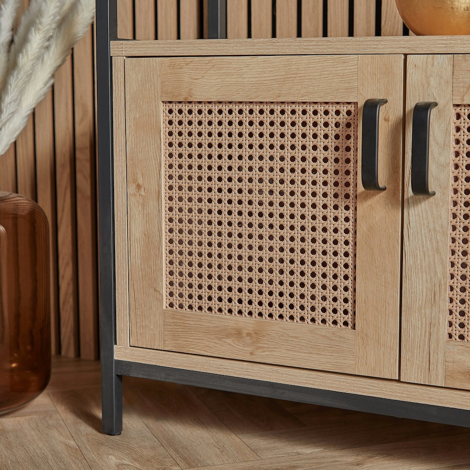 image 1 of Spinningfield Natural Light Wood Effect Rattan Bookstand Brown