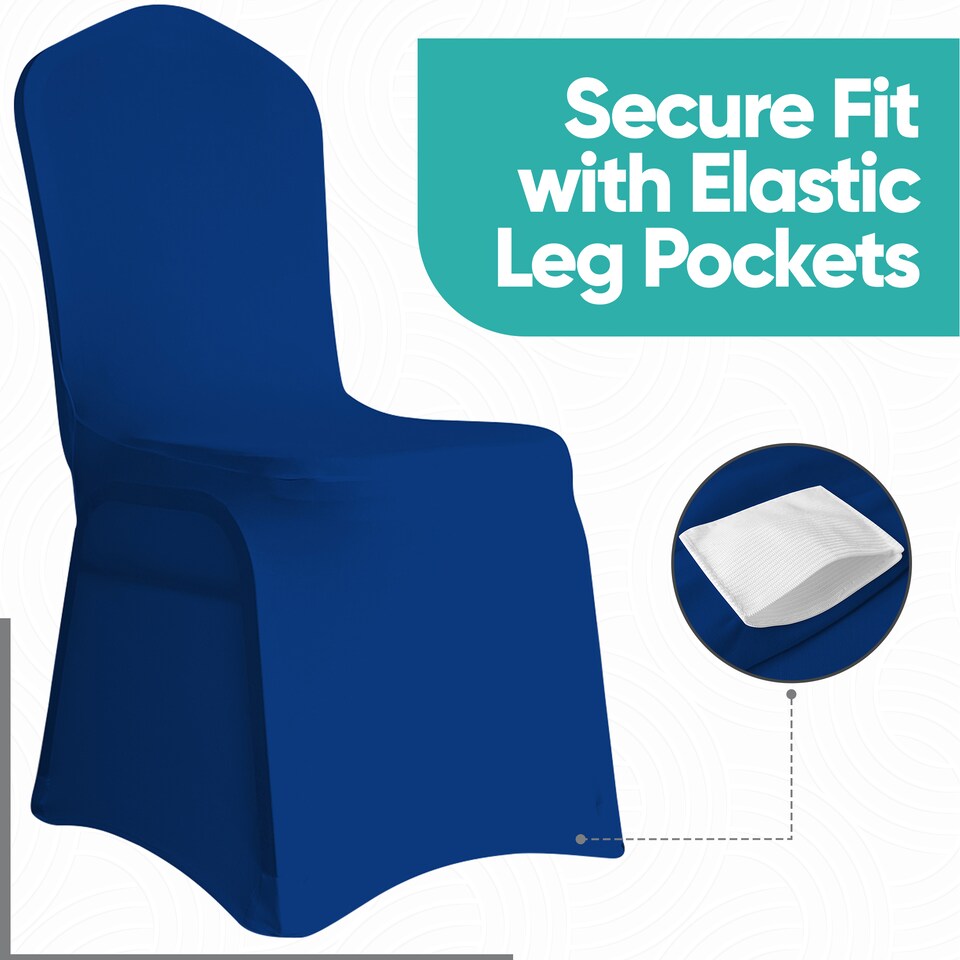 image 1 of Chair Cover Spandex Polyester Stretch, Flat Dining Slipcovers - 10pcs