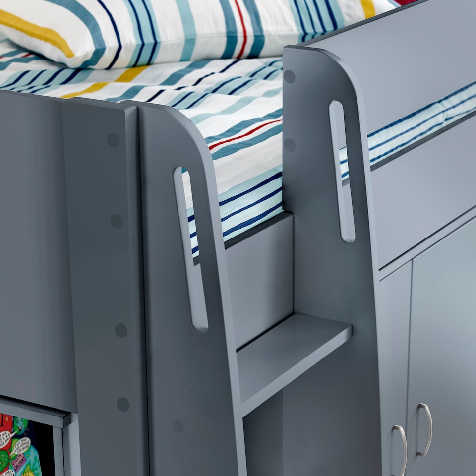 image 1 of Lacy Grey Storage Mid Sleeper And Noah Memory Foam Mattresses