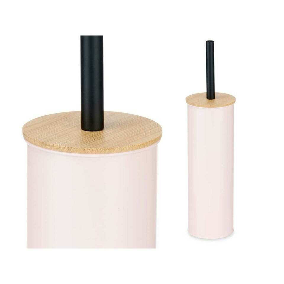 image 1 of Toilet Brush Berilo B1041C BAMBOO - 399 Pink Metal Bamboo Plastic 9,5 X 27 X 9,5 cm (6 Units) Pink