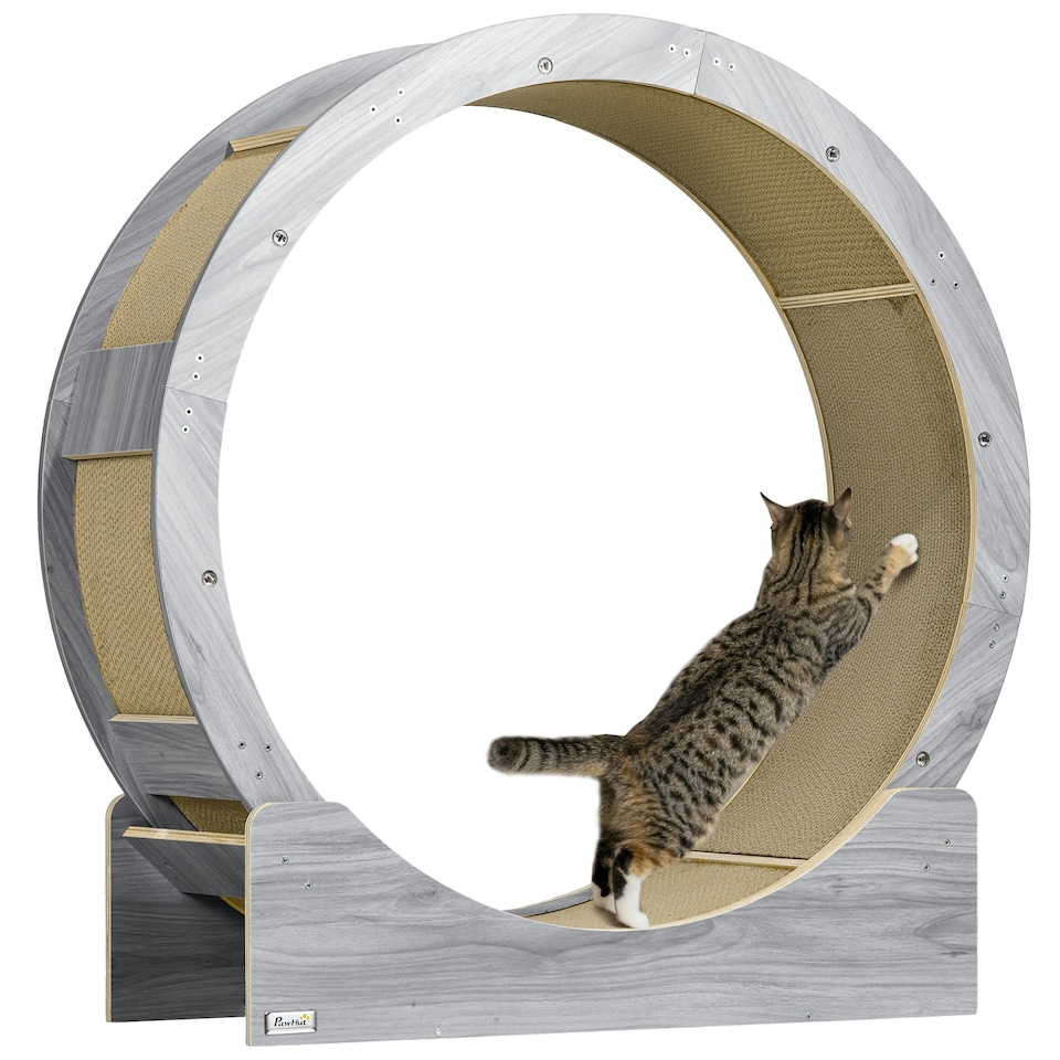 image 1 of PawHut Cat Treadmill with Brake, Scratching Pads for Indoor Cats, Grey