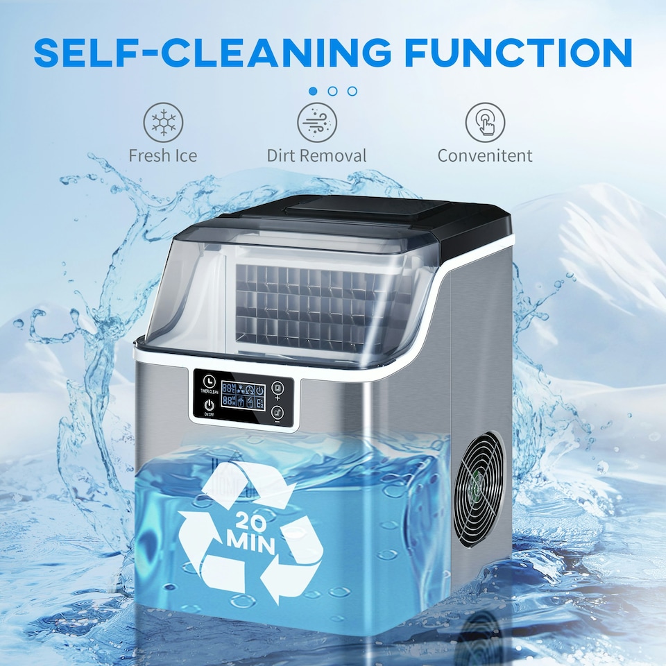 image 1 of HOMCOM Ice Maker Machine Counter Top Ice Cube Maker for Home 20kg in 24 Hrs