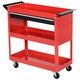 image 1 of DURHAND 3-Tier Tool Trolley Cart Storage Shelf Roller Cabinet DIY Box Garage Workshop with Drawer Red