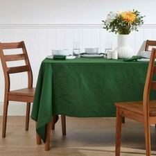 Homescapes Plain Cotton Dark Green Tablecloth - 137 x 137 cm Green