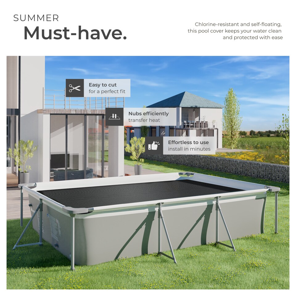 image 1 of Pool Solar Cover to Protect and Warm Rectangular Swimming Pool | Black | black | 1