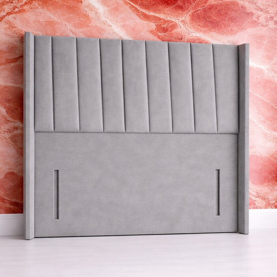image 1 of 5FT Kingsize Silver Naples Floorstanding 54inch Wing Headboard
