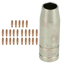1 shroud & 25 x 0.8mm Round Contact Tips MIG Welding Binzel Style Torch MB15