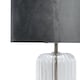 image 2 of Walpole - Clear Fluted Glass and Brushed Chrome 49cm Table Lamp with Grey Velvet Shade | Chrome | Grey | Large | 1