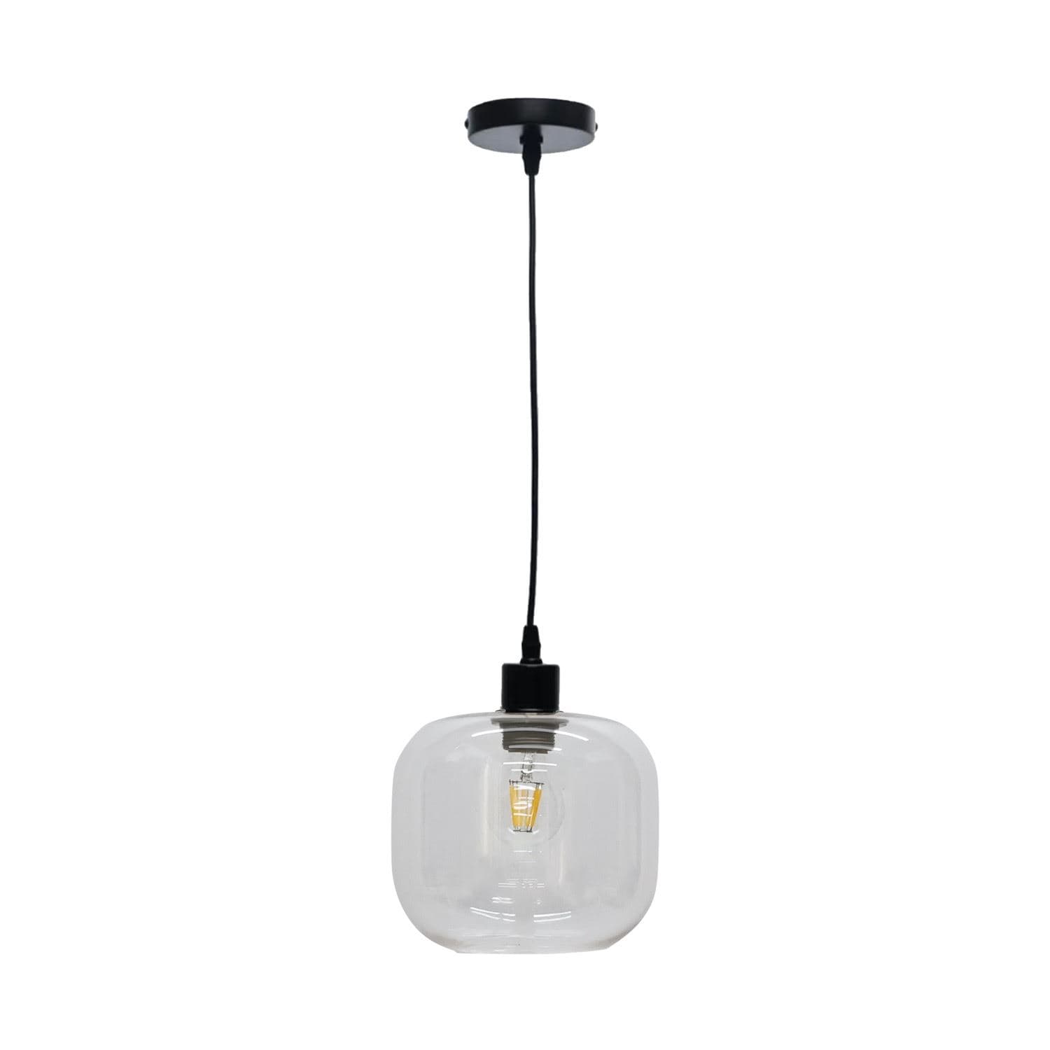 First Choice Lighting Bletch - Clear Glass with Black Pendant Fitting