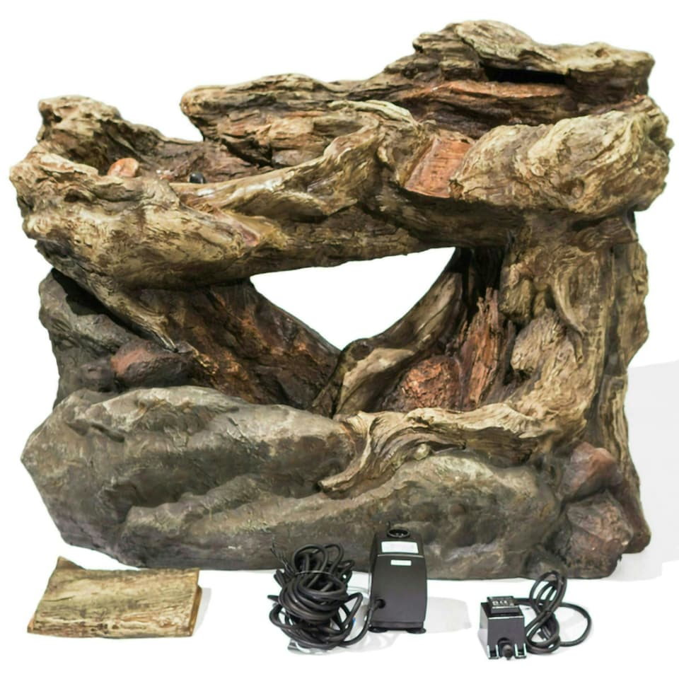 image 1 of Primrose Montana Falls Log Rock Effect Cascade Water Feature with LEDs 77cm