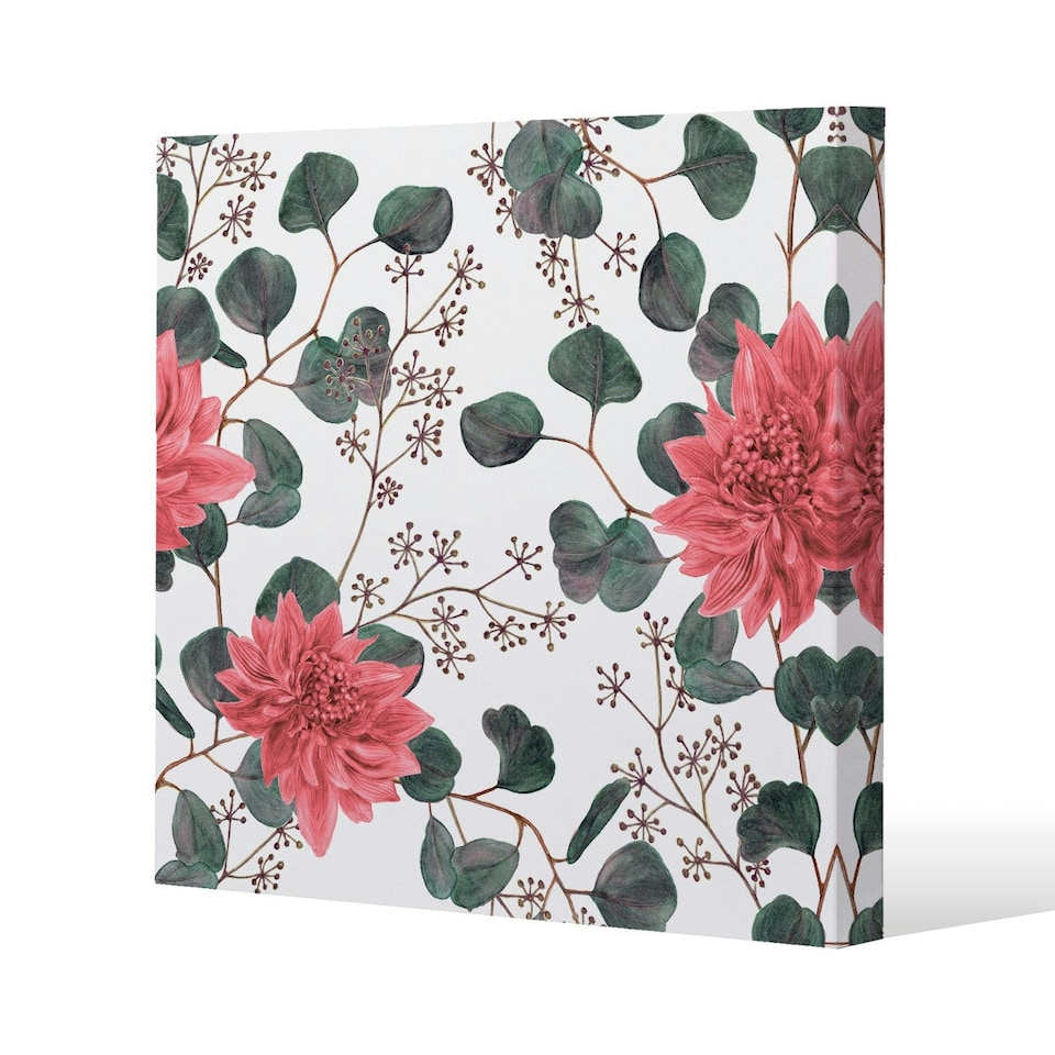image 1 of Red Flowers, Green Leaves (Canvas Print) 114 x 114 x 4cm