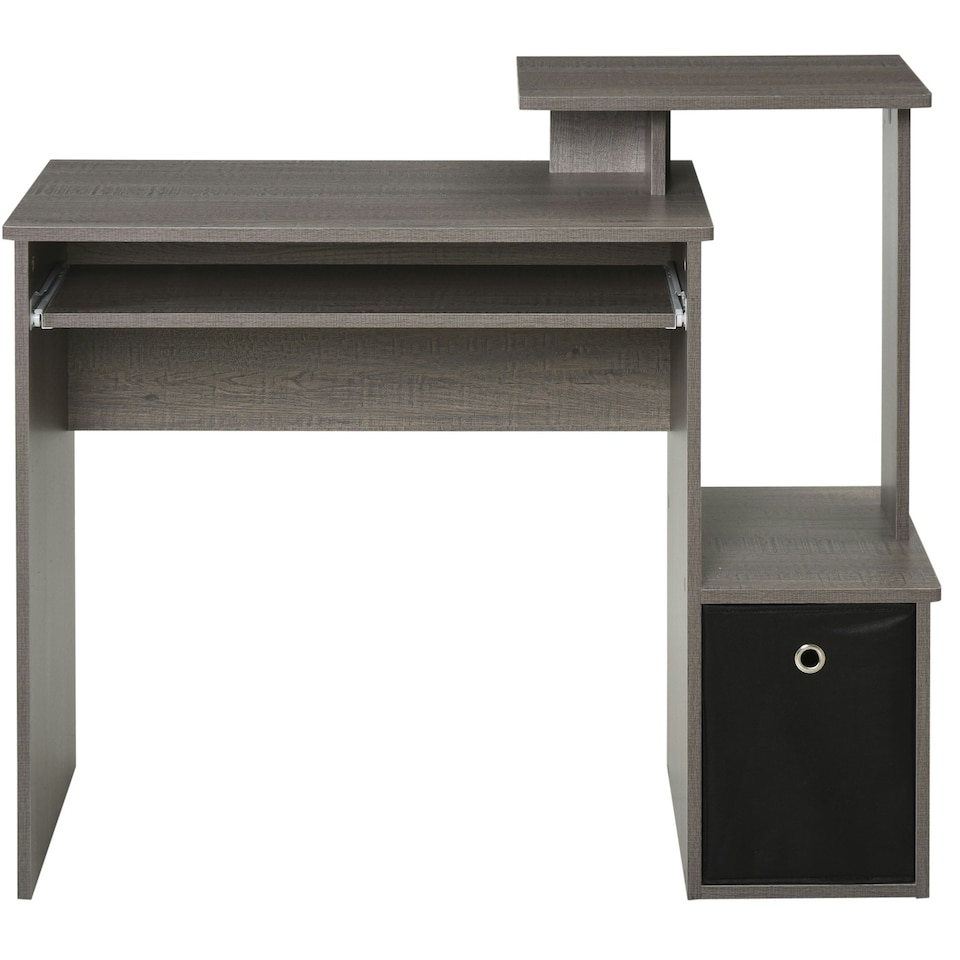 image 1 of HOMCOM Computer Desk with Sliding Keyboard Tray Storage Drawer Shelf Grey