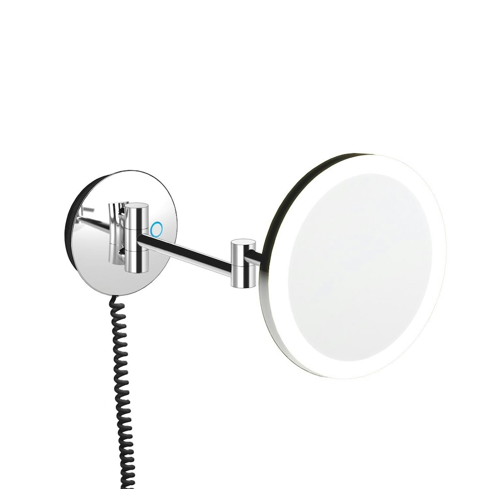 image 1 of Cosmic Wall Magnifying Mirror with Adjustable LED Light for Bathroom, Light Grey