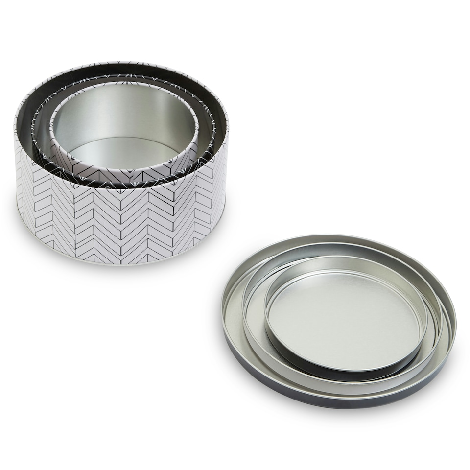 image 1 of Interiors by Premier Set Of 3 Urban Storage Tins, Contemporary Printed Metal Canisters With Lids, Ideal For Storing Snacks,