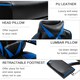 image 6 of Vinsetto Gaming Chair Ergonomic Reclining Manual Footrest Wheels Stylish Blue