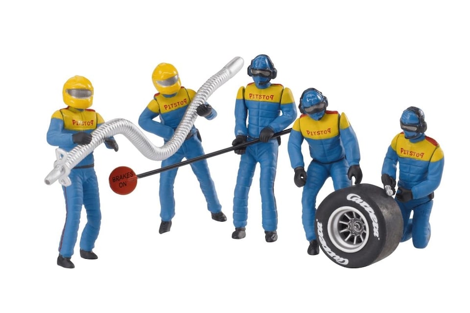 Carrera Pit Crew Blue Overalls (5) Figure Set