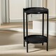 image 2 of 2 Tier Round Metal Coffee Table Black Black