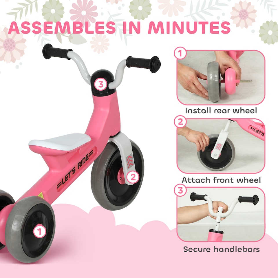 image 1 of AIYAPLAY Baby Balance Bike for 1-3 Years Boys Girls, Toddler Balance Bike with No Pedal, 3 Silence Wheels, Safe Limited Steer, for Indoor Outdoor Riding | Pink
